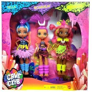 Mattel Prehistoric Cave Club 3 Pack Dolls TELLA ROARALAI FERNESSA Poseable Dolls